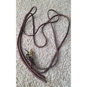 Leather Split weighted reins 8' long brass clips